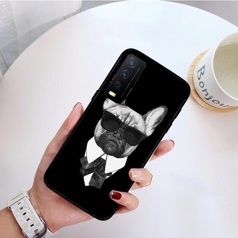 Husă de telefon Bulldog englez Pug pentru VIVO Y31 Y21S Y21 Y15S Y53S Y11S Y12 V21 V21E Y20 Y70 1907 V17Neo Y21S Y33S Y72