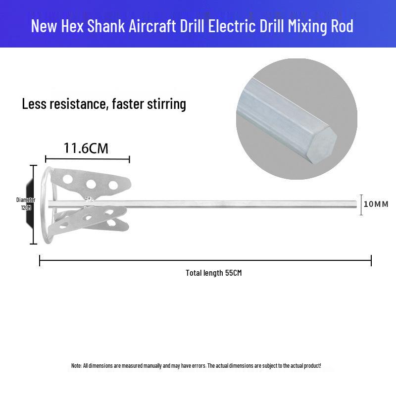 Stainless Steel Mixing Rod for Mortar, Plaster, Putty - Compatible with Hammer Drills