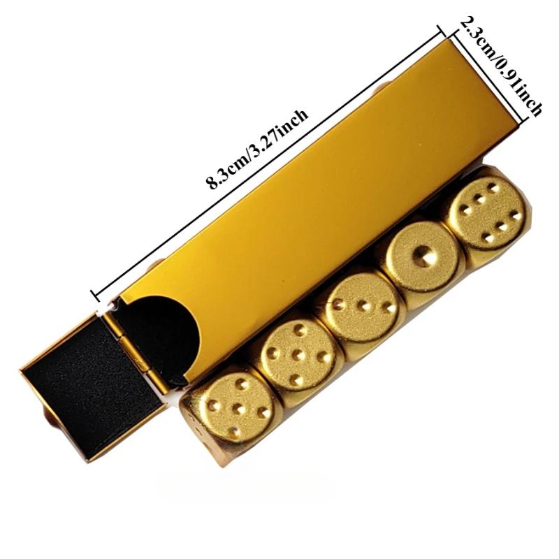5 in1 Metal Dices with Precision Aluminum Alloy for Poker Party Game Rounded Corners Dice Set Toy Portable Dice Boyfriend Gift