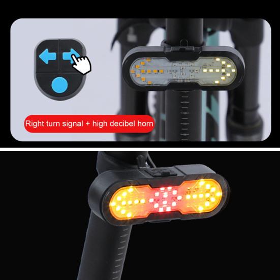Bicycle Tail Light Waterproof Remote Control Turn Signal Light Type-C Rechargeable MTB Road Mountain Bike Rear Night Riding Bike Safety Warning Lamp