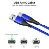 3x Câble USB-C Nylon Charge Rapide pour Xiaomi Redmi 14C 13C, Redmi Note 14, Redmi Note 13 Pro 4G-5G, Note 13 Pro+ - Bleu 1M