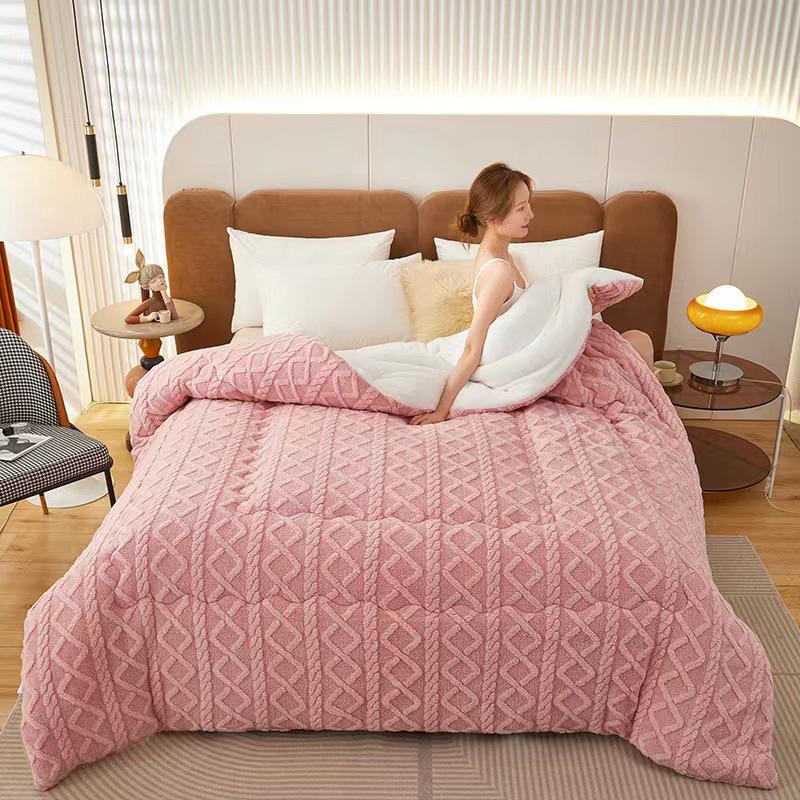 Thickened Lambswool & Milk Velvet Quilt - Cozy Winter & Versatile Spring/Fall Blanket for Twin or Dorm Use