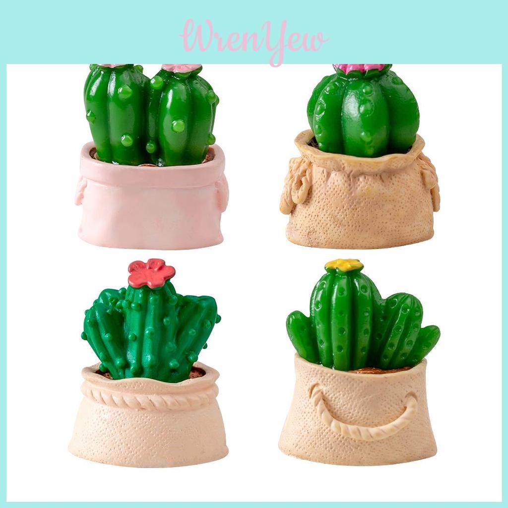 Adorable Resin Mini Cactus Figurine Cute Desktop Plant Decoration For Home Garden