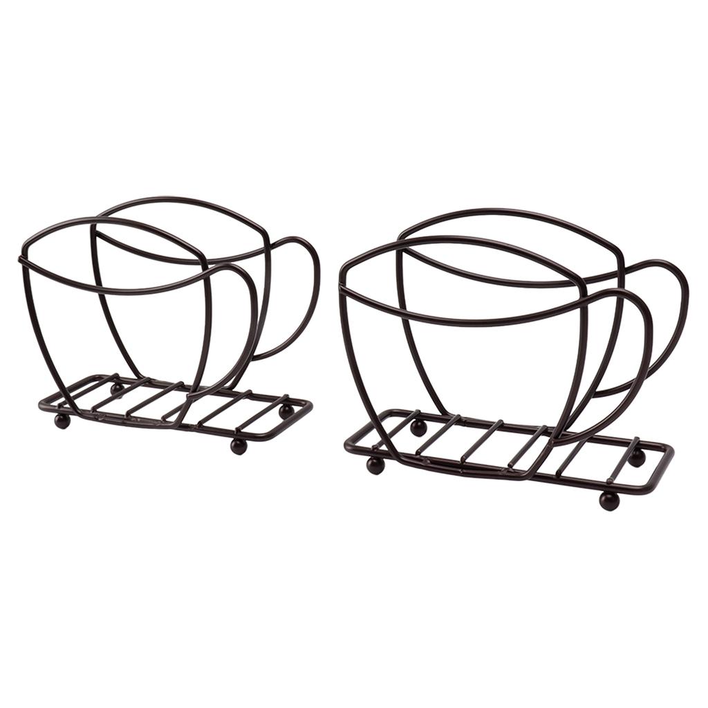 2 Stück Serviettenhalter Eisen Kaffeetassenform Freistehender Taschentuchspender Tisch-Serviettenhalter für