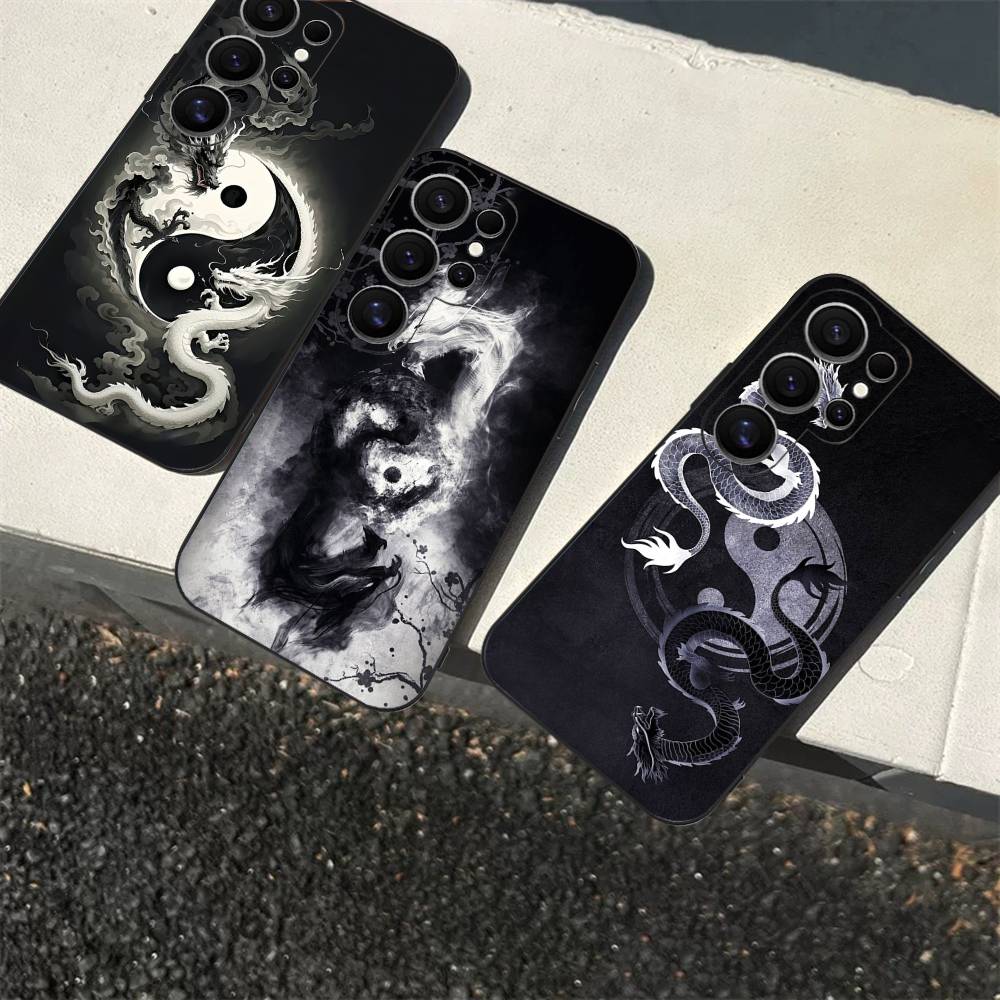 Japanese Art Dragon Yin Yang Phone Case For Samsung S 24 fe 25 Ultra plus 20 lite 21 30 22 23 24 22 Ultra 5G Fundas