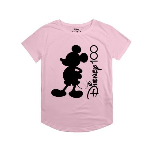 Disney Maglietta a maniche lunghe da donna/donna con silhouette di Topolino per i 100 anni