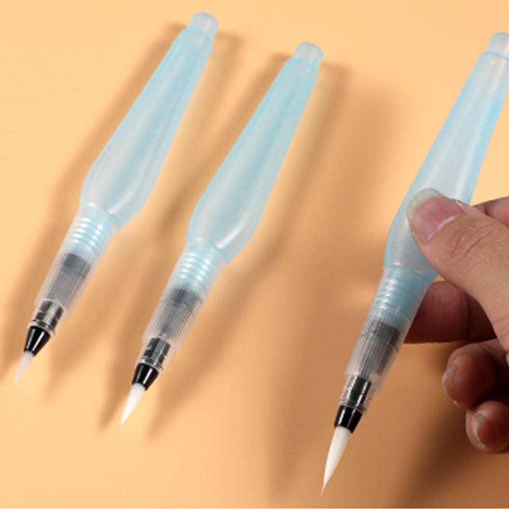 

3Pcs New Plastic Drawing Pen Set Blue Stationery Water Color Brush Easy to Use Pointed Reservoir Brushes