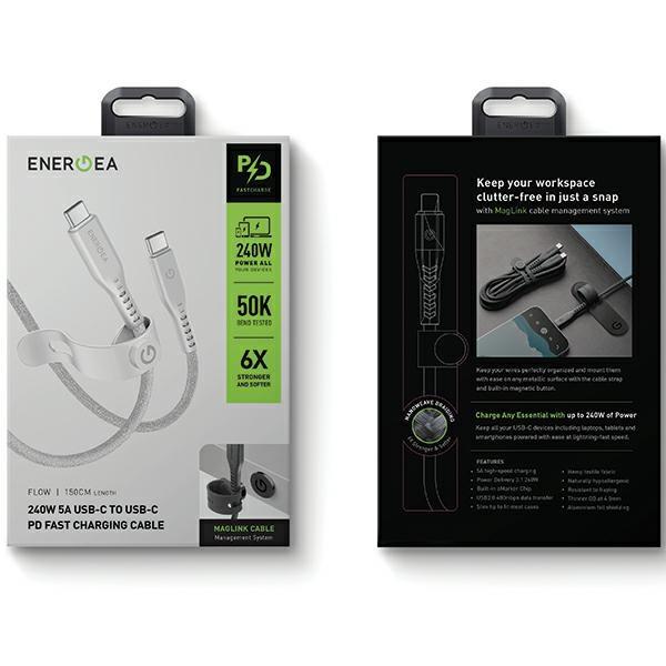 USB-C To USB-C Cable ENERGEA 1.5m Fast Charging White