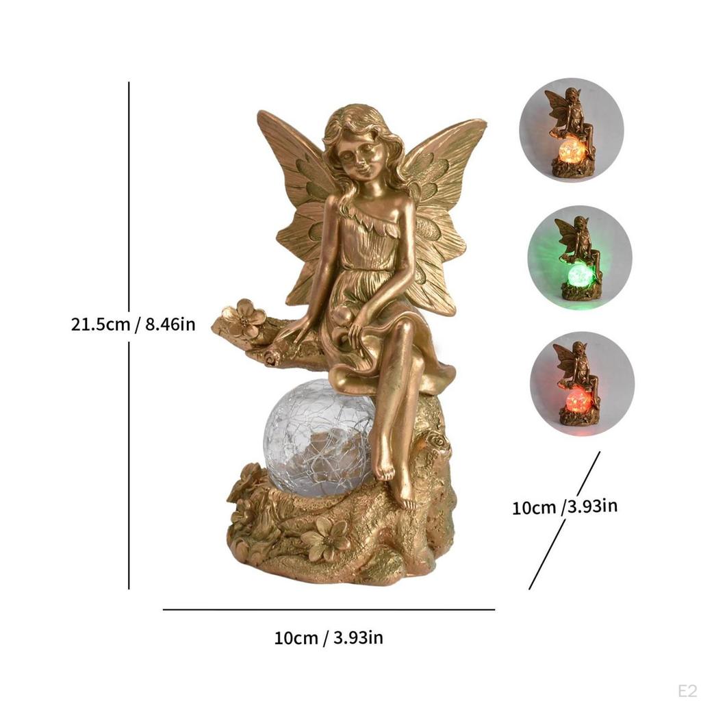 Outdoor Fairy Statue with Glass Sphere | Handmade Floral Detailing,
