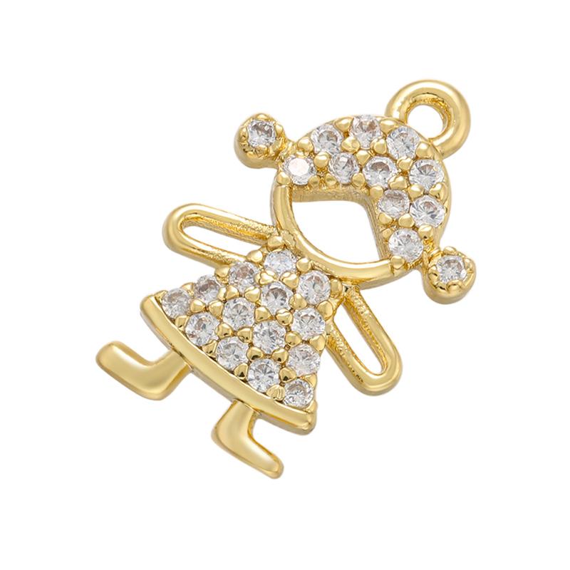 Cute Figurine Charms Pendants Gold plated Brass Charms for Women DIY Handmade Necklace Jewelry Making Accessories:VD886