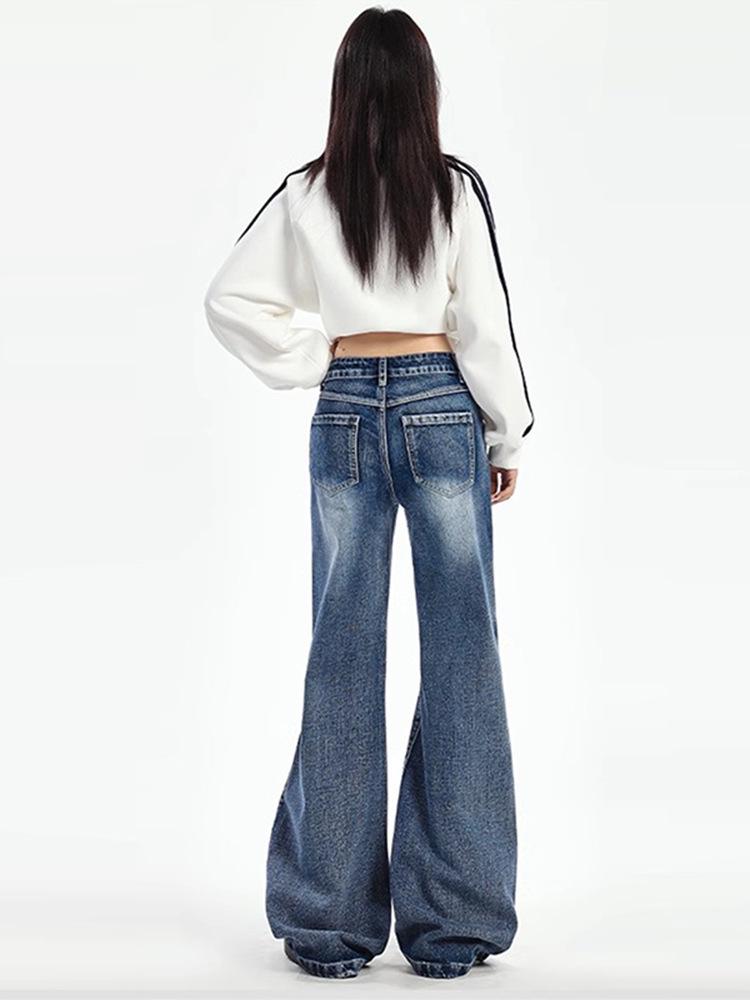 Women's Retro Blue High-Waisted Flare Jeans - 2025 Autumn/Winter Collection