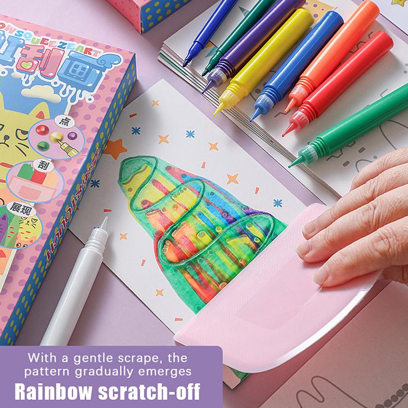 20Pcs Diy Rainbow Scratch Art Painting Kit For Kids Funny Diy Postcards Novelty Gift For Toddler Party Activities