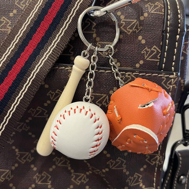 Fashion Sports Series Creative Keychain Glove Baseball Bat PU Leather Baseball Keyring Sport Keychain Mini Baseball Gift оранжевый