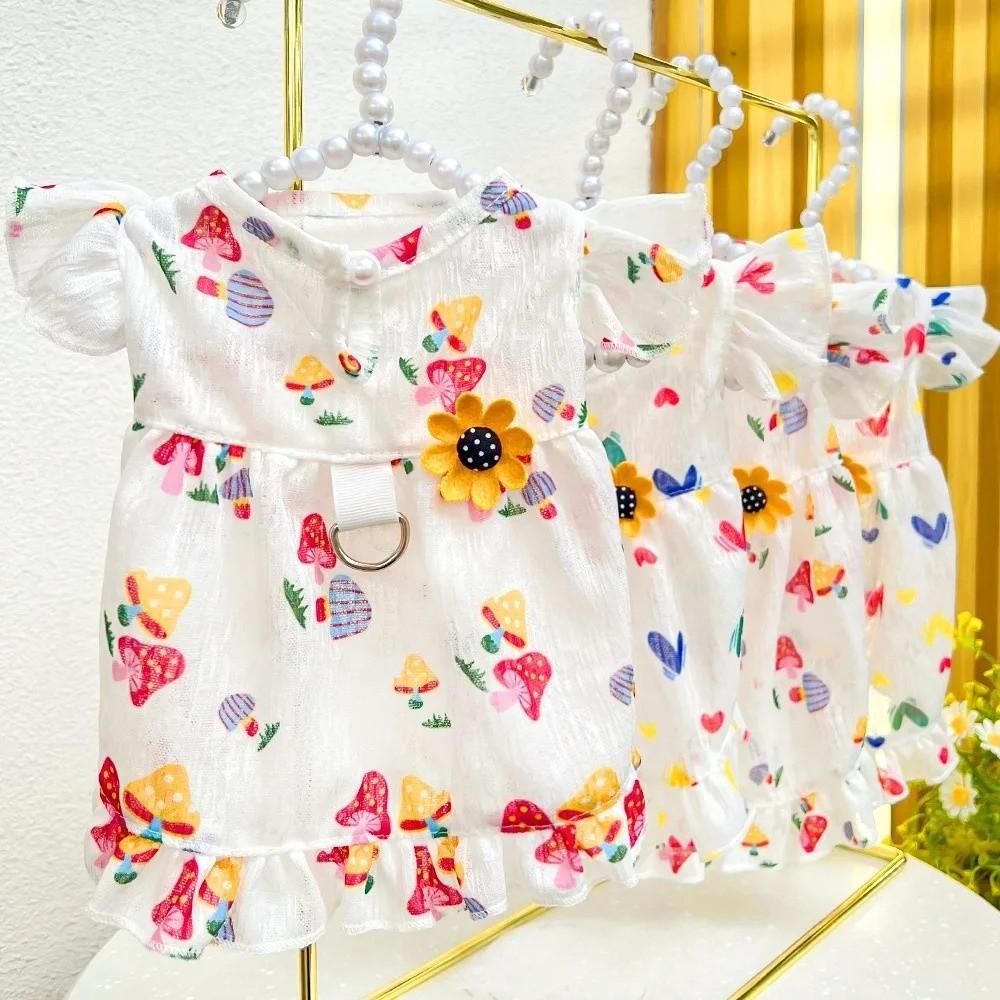 Flutter Sleeve Dog Love Printed Skirt Thin Breathable Pet Suspenders Vest  Party