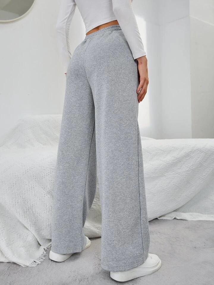 European & American High-Waisted Lace-Up Sports Casual Pants with Pockets