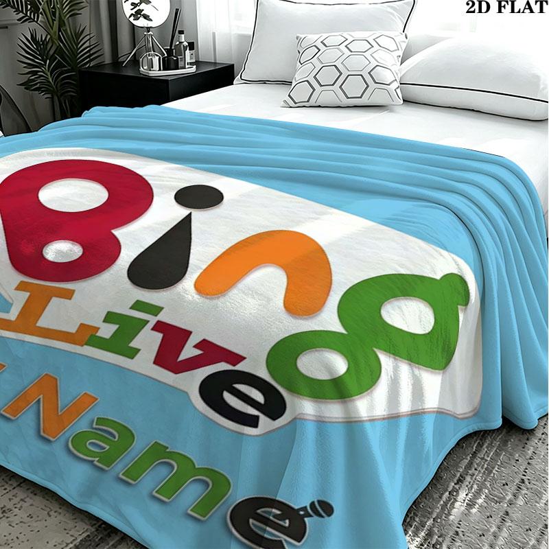 1PC Bing Custom Name Patterned Flannel Blanket Suitable For All Seasons for Home Decor Warmth and Comfort Gifts Holiday Present