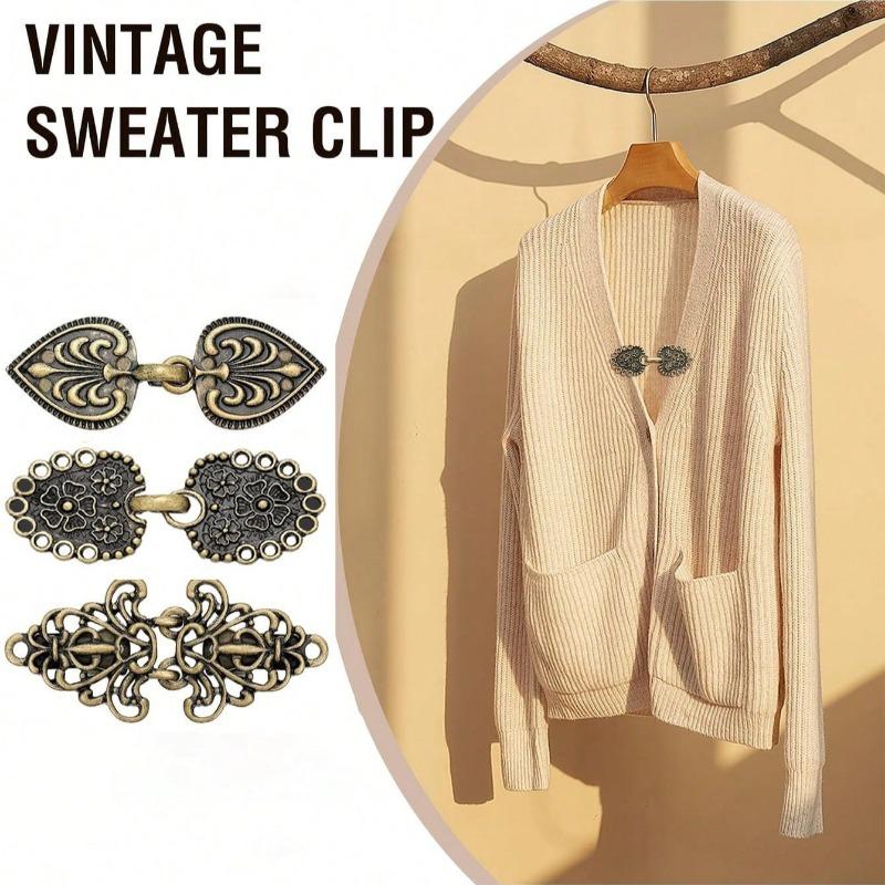 4 Stück Retro Pullover Wirbelclip Umhang Cape Clips Cardigan Broschen Anstecknadeln Schalkragenverschluss Kleid Hemd Brosche Clip Schmuck für Frauen, Neujahrsgeschenke