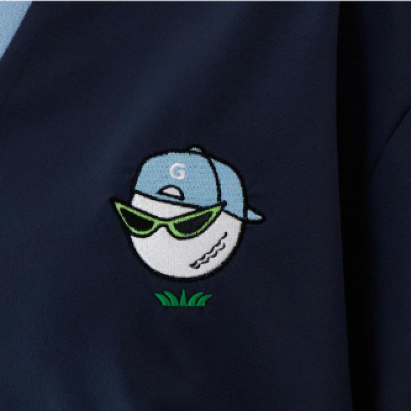 Goxo Navy Double Line Woven Sweatshirt Swagball