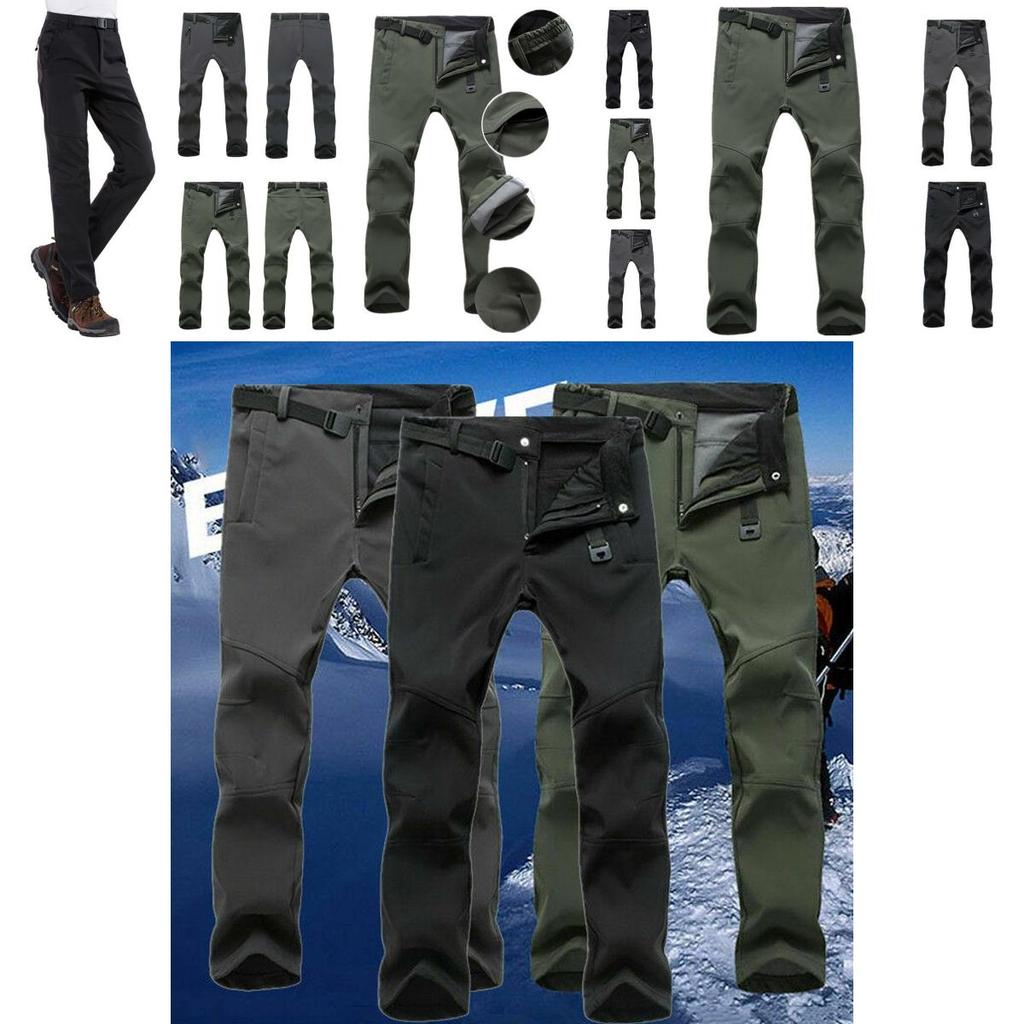 Winter Mens Thick Work Pants Windproof Tactical Outdoor Fleece Trousers Thermal