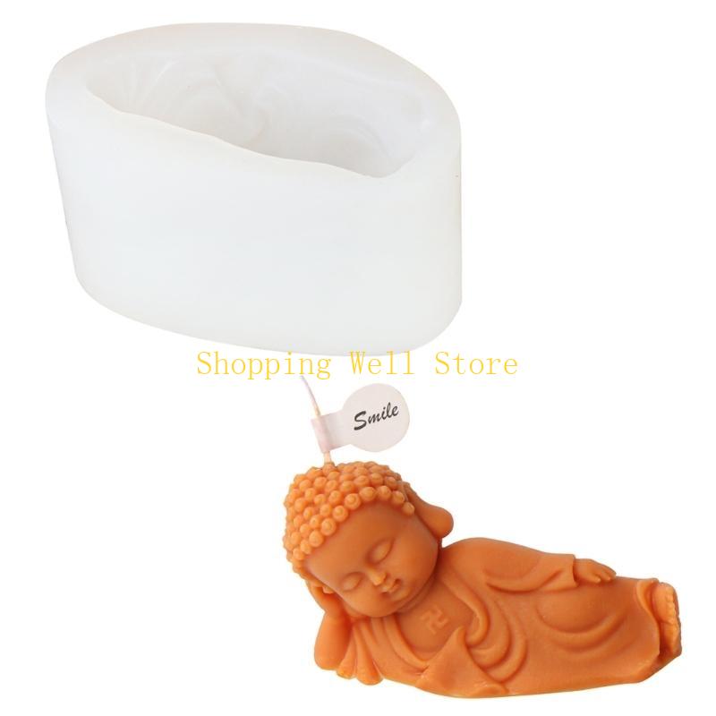 KX4B Bodhisattva Statue Silicone Mold DIY Soap Resin Plaster Making Tool Cake Chocolate Mold Decoration Birthday Gift