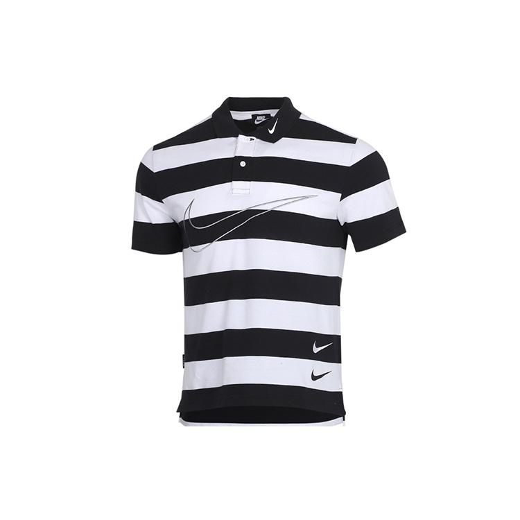 Nike Sportswear Swoosh Stripe Short Sleeve polo Black White Men s CJ4910-011 XXXL
