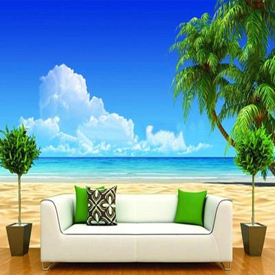 Blauer Himmel Strand Wandbild Kokospalme Landschaft Tapete Moderne einfache Naturlandschaft Wohnzimmer Wandgemälde