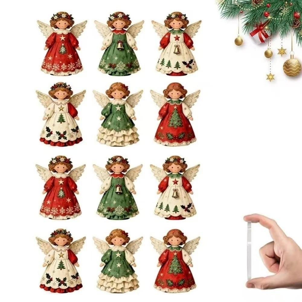 12pcs Colorful Design Christmas Hanging Wooden Xmas Decor Sweet Girl-Shaped Pendant New Year Gift