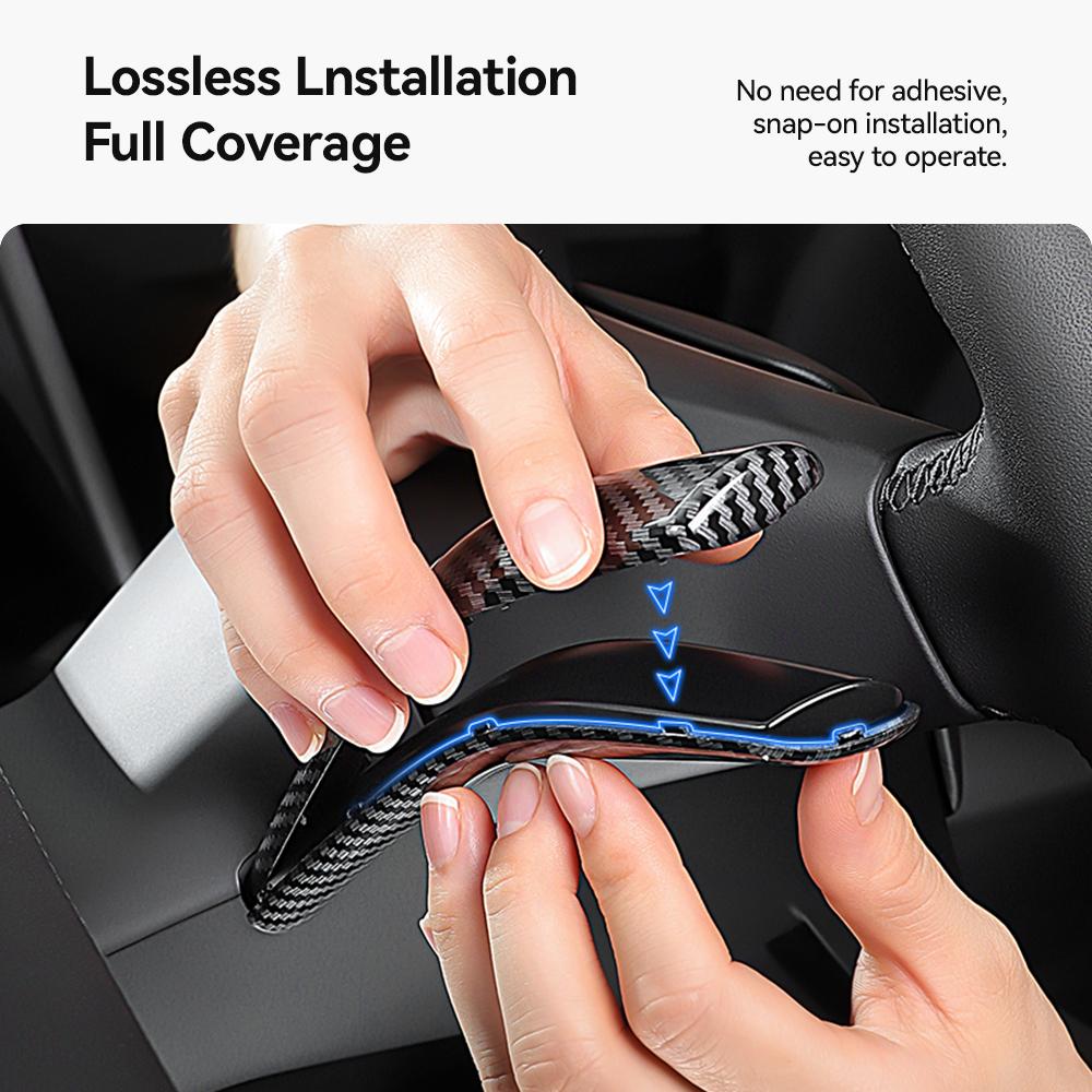 YZ For Tesla Model 3/Y/YL Highland Juniper 2025 Carbon Fiber Gear Shift Cover ABS Steering Lever Handle Protection Shifter Shell