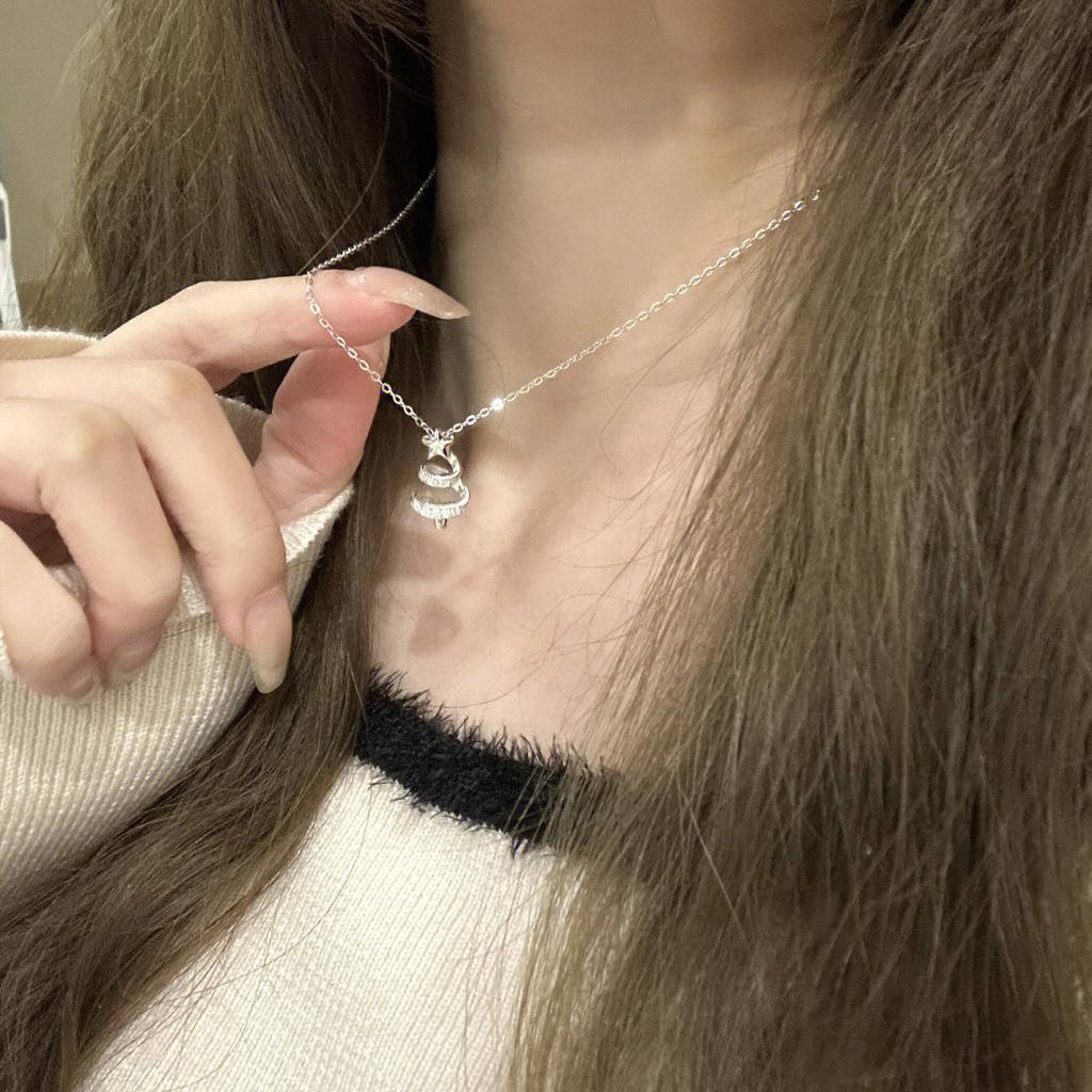 Lucky Star Christmas Tree Necklace Female Niche Delicate Mori Small Fresh ins Style Accessories Female