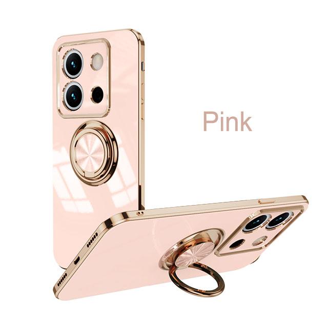 

Чехол для телефона с покрытием и держателем-кольцом для Xiaomi Redmi Note 13 Pro Plus 5G с подставкой Redmi Note 14 12 10 11 Pro Plus 10S 12S Redmi Note 14 5G розовый