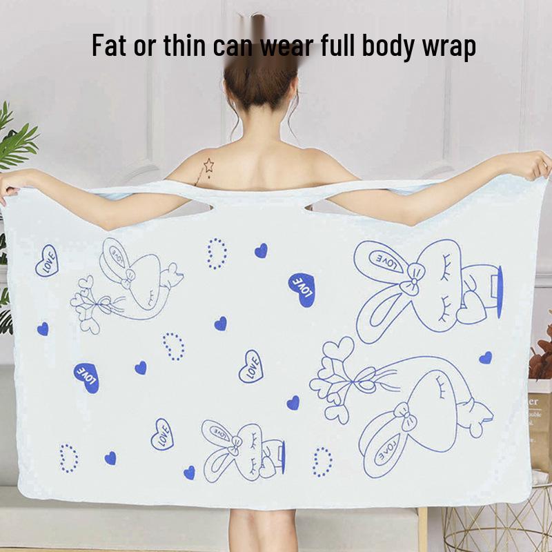Cartoon Print Wearable Adult Bath Skirt Towel - Thick, Soft, Non-Shedding Beach Towel