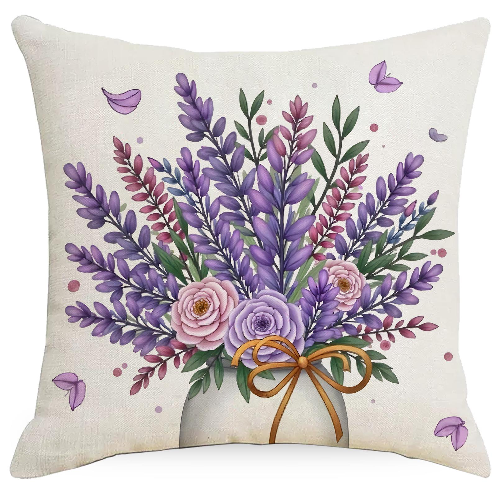 Новая весенняя фиолетовая лавандовая наволочка льняная для декоративной подушки на диван в гостиную 45 * 45Cm