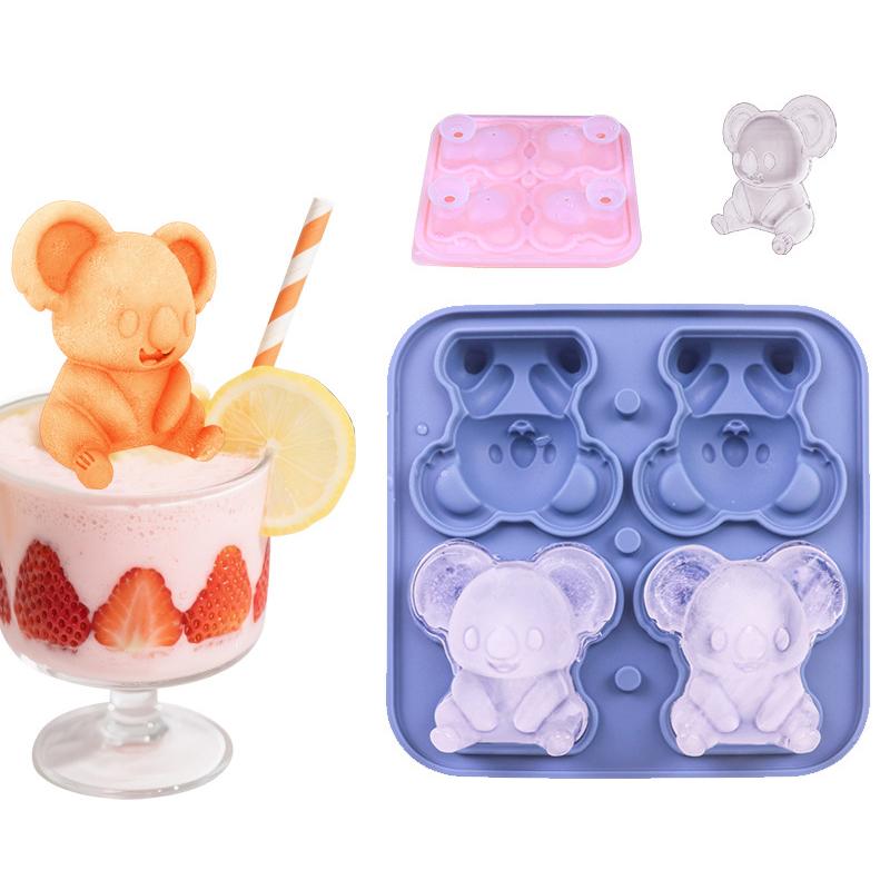 Niedliche Koala Eiswürfelform, Koala Formen Eiswürfelbehälter, Silikon Eisform Lustige Formen, Macht 4 Große Koala Eiskugeln