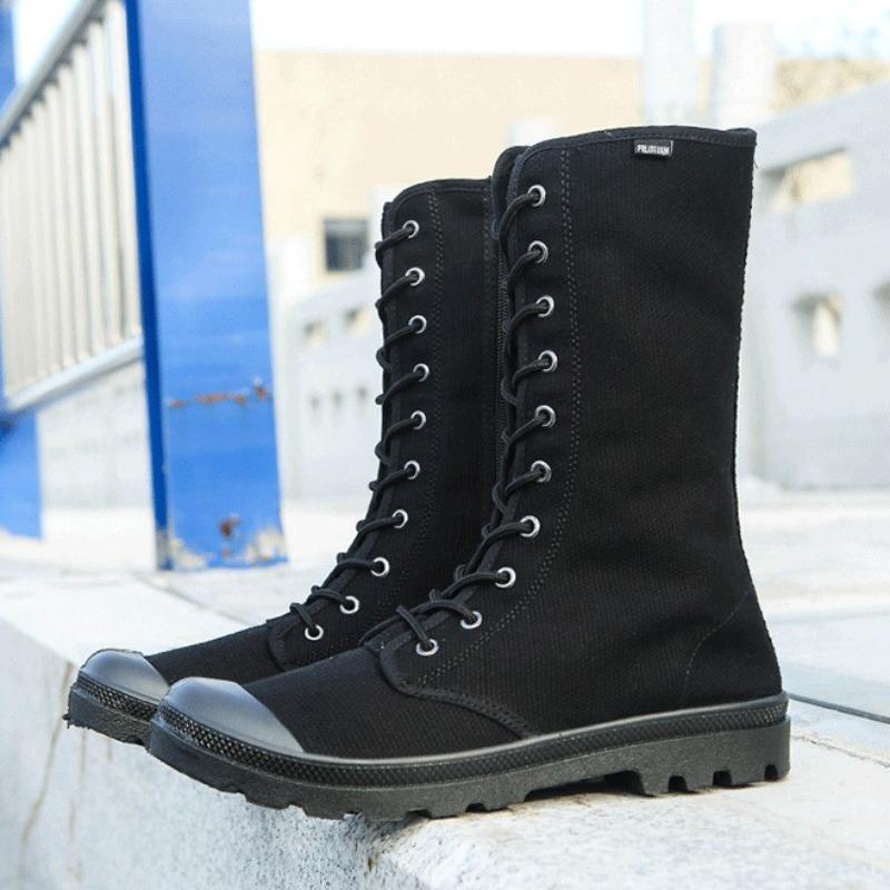 Men's High Top Boots Fashion Casual Canvas Boots Outdoor Non-slip Hiking Boots for Men Lace Up Casual Ankle Boot Botas Masculina