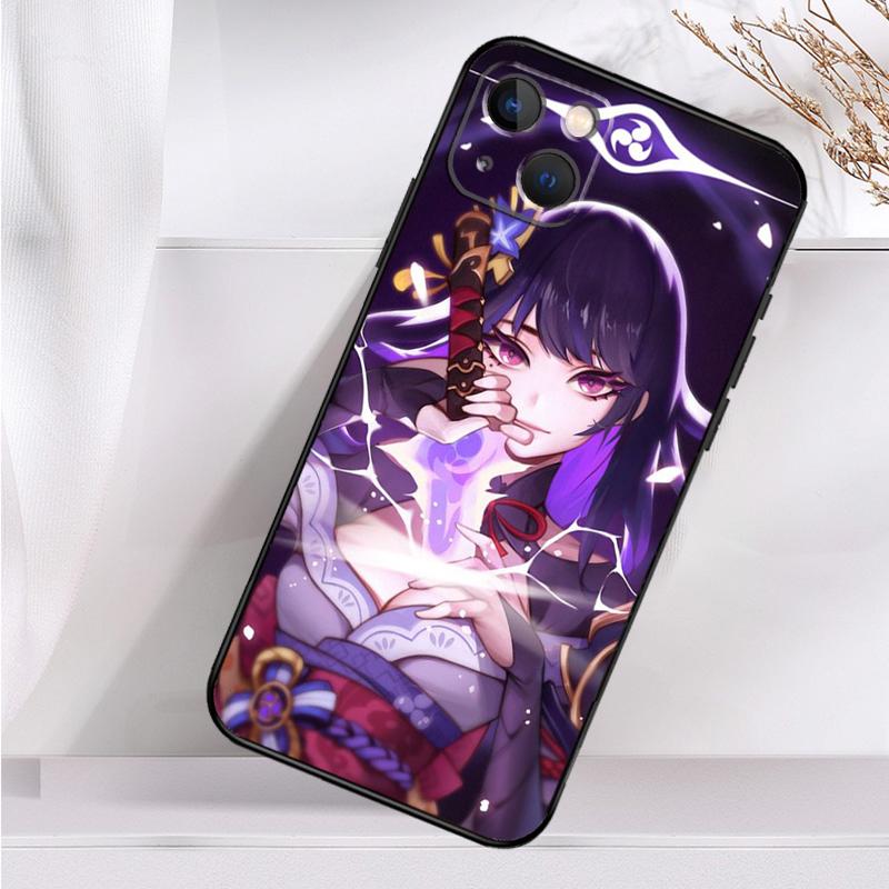 Genshin Impact Raiden Shogun Case For iPhone 14 16 15 Pro Max 11 12 13 Mini 7 8 Plus X XR XS MAX Soft Shockproof Cover