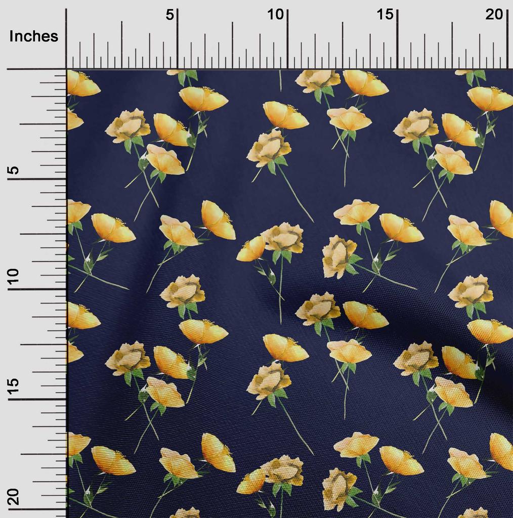 oneOone Cotton Flex Cream Fabric Flower & Leaves Watercolor Sewing Fabric By The Yard Print Diy Clothing Sewing 40 Inche