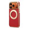 Genuine Leather IPhone 18 Pro Max Case With Magnetic Snap Rotating 17-Gear Stand Electroplated Finish Slim Protective Cover