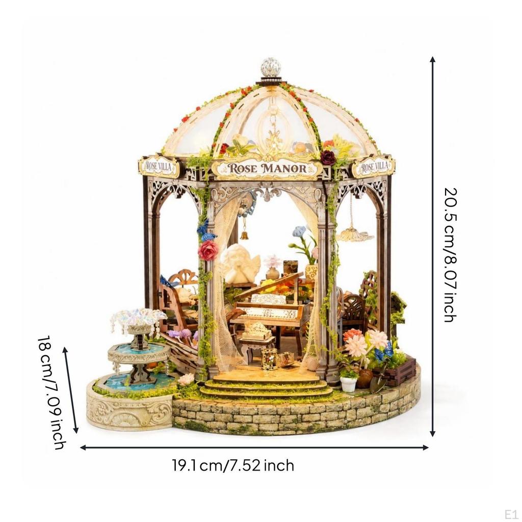 Garden Gazebo Estate Ornament MortiseandTenon Model Detailed Design Wooden Miniature