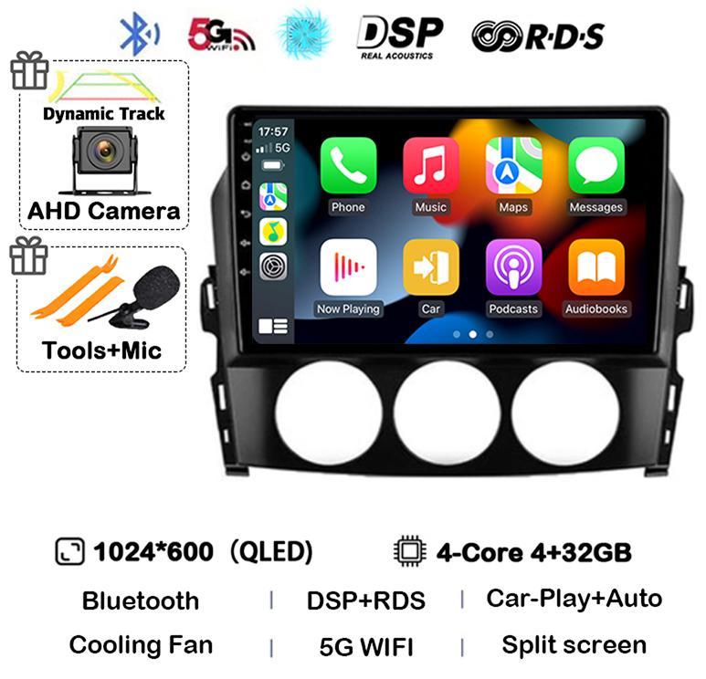 Android 14 Carplay For Mazda MX-5 MX5 III 3 NC Miata 2005-2015 Car Radio Multimedia Stereo Navigation GPS Head Unit Autoradio BT