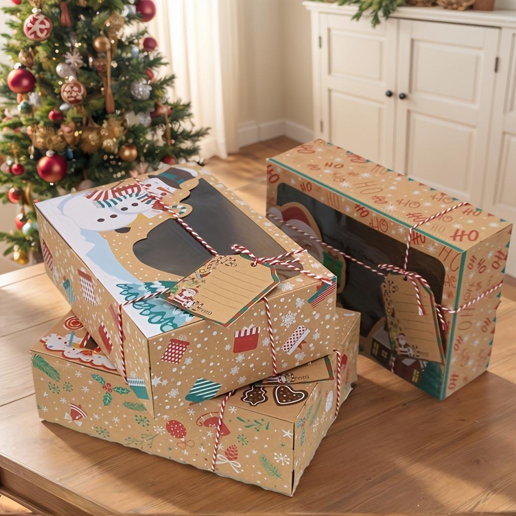 27pcs/set Christmas Gift Boxes with Clear Window - Festive Kraft Paper Packaging Containers for Various Presents, Cookie Box