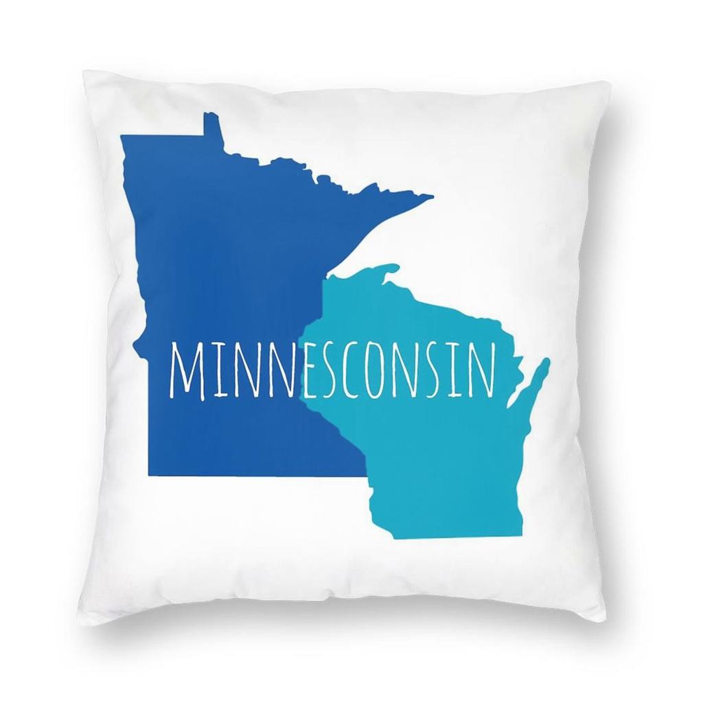 Minnesota Wisconsin Square Pillowcase Polyester Linen Velvet Pattern Zip Decorative Throw Pillow Case Car Cushion Cover X