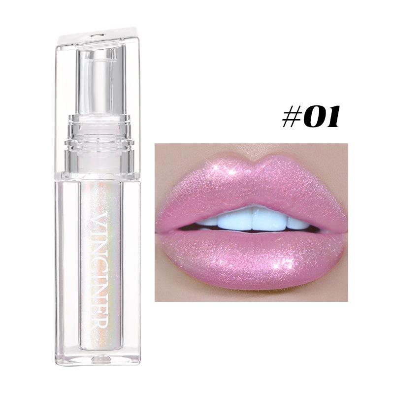 Chameleon Lip Glaze Lip Gloss Eyeshadow, Face Highlight Moisturising Diamond Shimmer Liquid Lipstick, Aurora Dazzle Lip Gloss for Party Daily Makeup