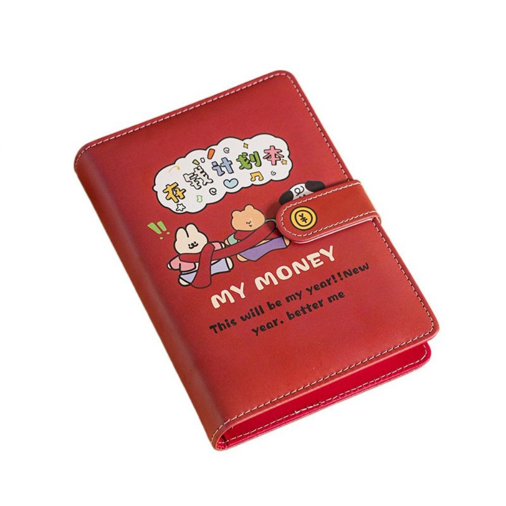 Cartoon Money Saving Challenge Book PU Leather Cash Budget Notebook Family