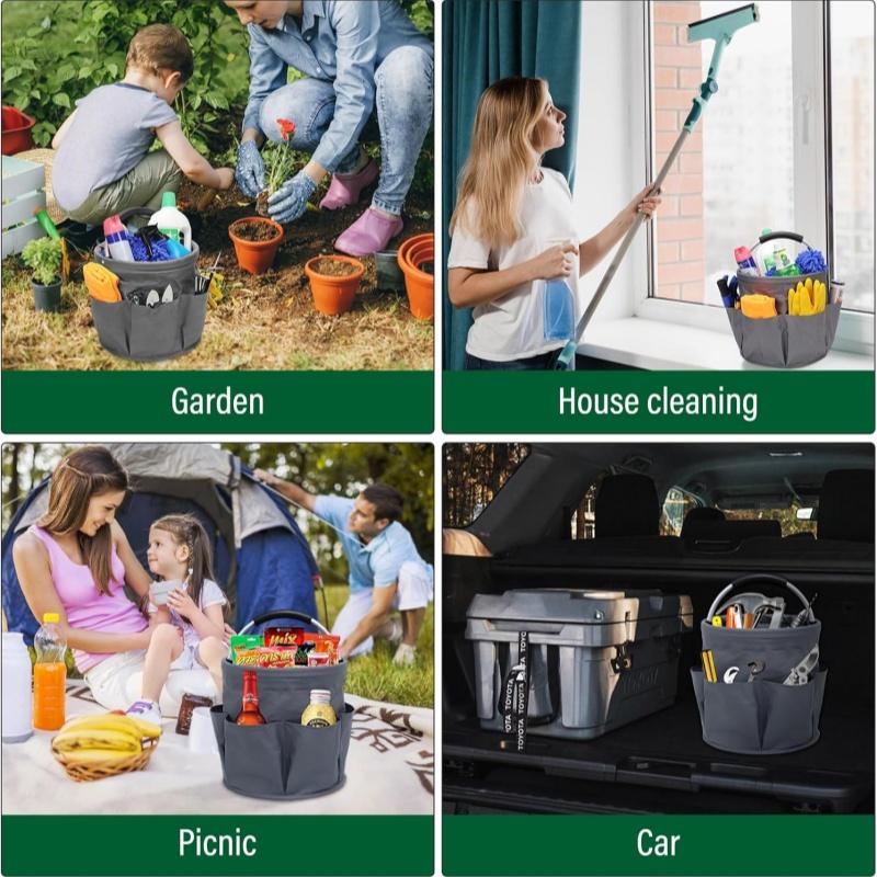 Multifunctional Outdoor Folding Basket with Drawstring Bag Portable Camping Picnic Beach Garden Basket