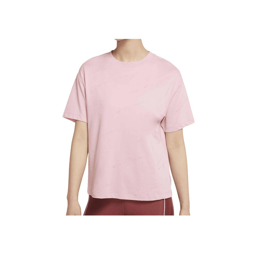 Nike Running Logo Print Pullover Crew Neck Short Sleeve T-Shirt Women T-Shirts Pink DM8679-605