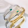 Titanium steel  fashion three-layer diamond  female emerald couple stainless steel   