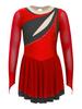 Dětské Dívčí Color Block Dance Dress Třpytivé drahokamy Průsvitná síťovina Dlouhý rukáv Klíčová dírka na zádech Šaty na krasobruslení