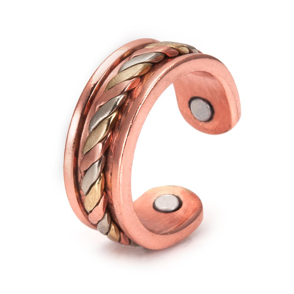 Magnetische reine Kupferringe Damen 6mm Vintage Offener Manschettenring Verstellbarer Ring Herren Magnet Hochzeitsringe Energie Fingerring für Damen Herren