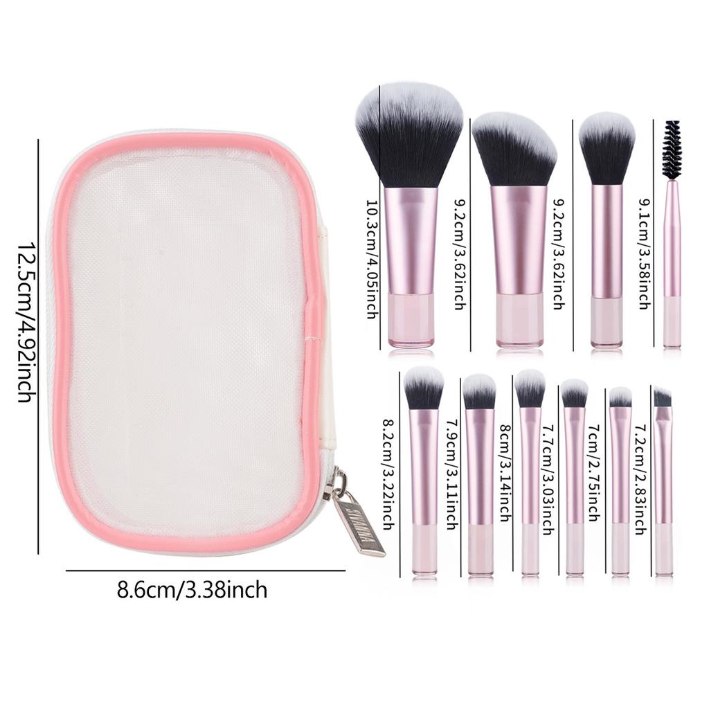 Amazon Convenient 10 RT Makeup Brush Set with Mesh Bag Eyeshadow Brush Loose Powder Brush Beginner Tools