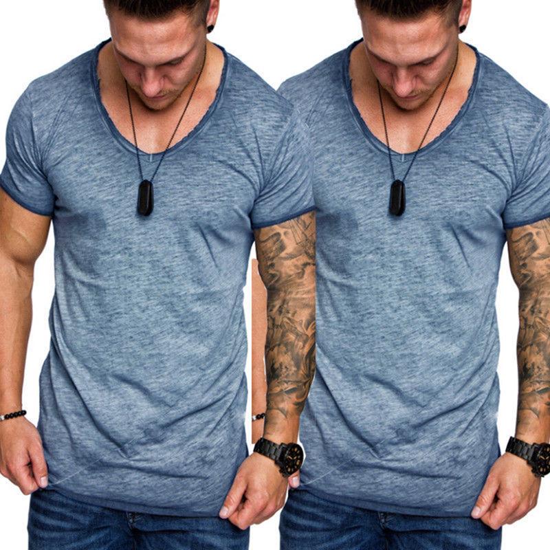 Summer New Men's Casual Short-sleeved Round Neck T-shirt Top Plus Size ...
